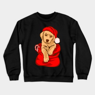 Cute Golden Retriever Pup Wearing Christmas Hat Dog Lover Christmas Gift Crewneck Sweatshirt